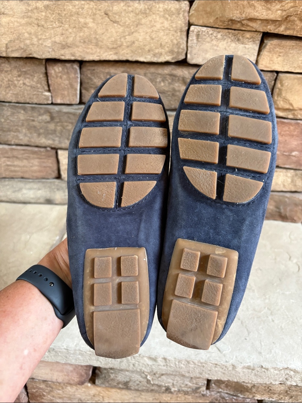 Lands End sz 9 blue suede driving later with gold horse bit detail - Picture 9 of 13